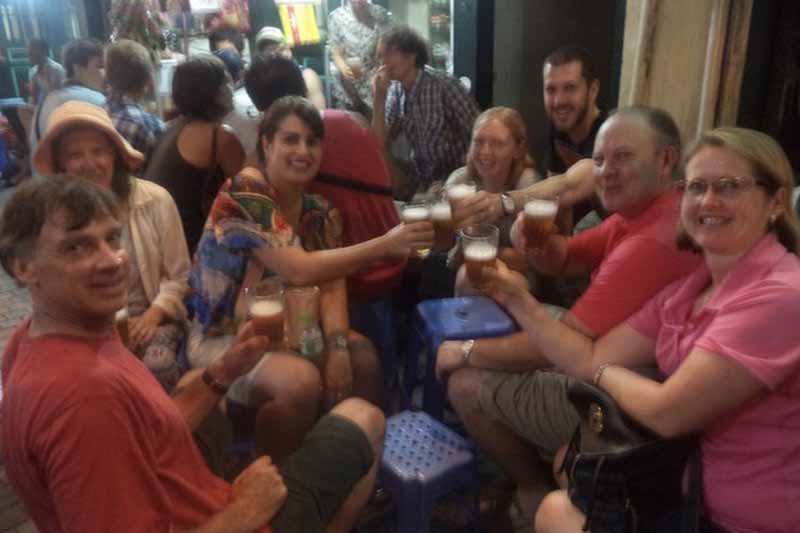 Drinking beer in Hanoi Old Quarter
