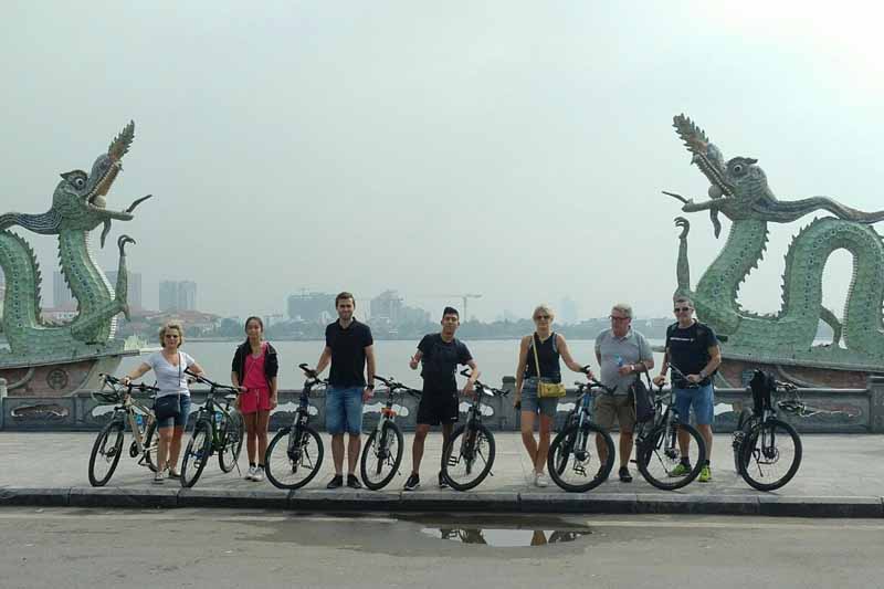Cycling around Hanoi West Lake