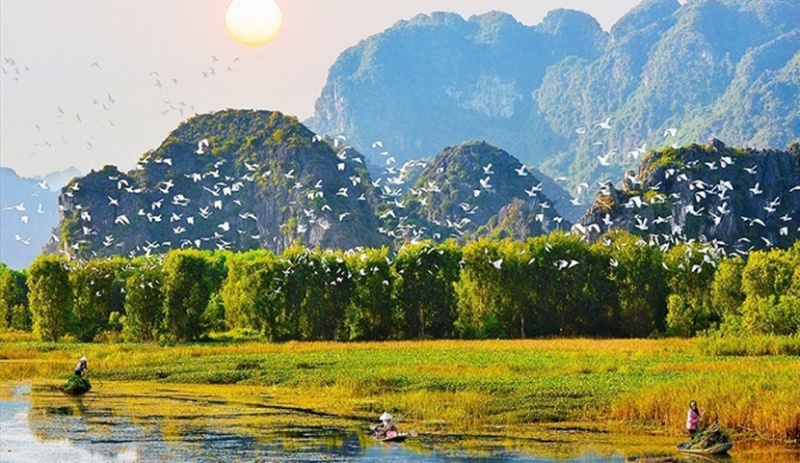 Van Long Wetland Nature Reserve is a famous scenic spot in Ninh Binh