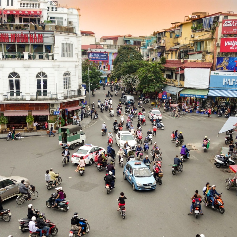 The streets in Vietnam are very busy and active 