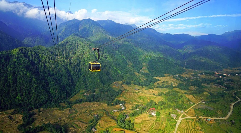 Go on a cable car ride to reach Fansipan peak