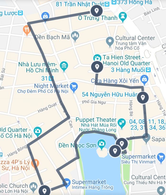 Sightseeing Map Hanoi - Hanoi old quarter