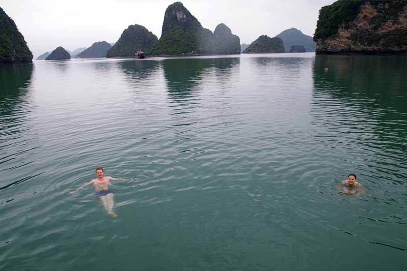 Swimming in Ha Long Bay