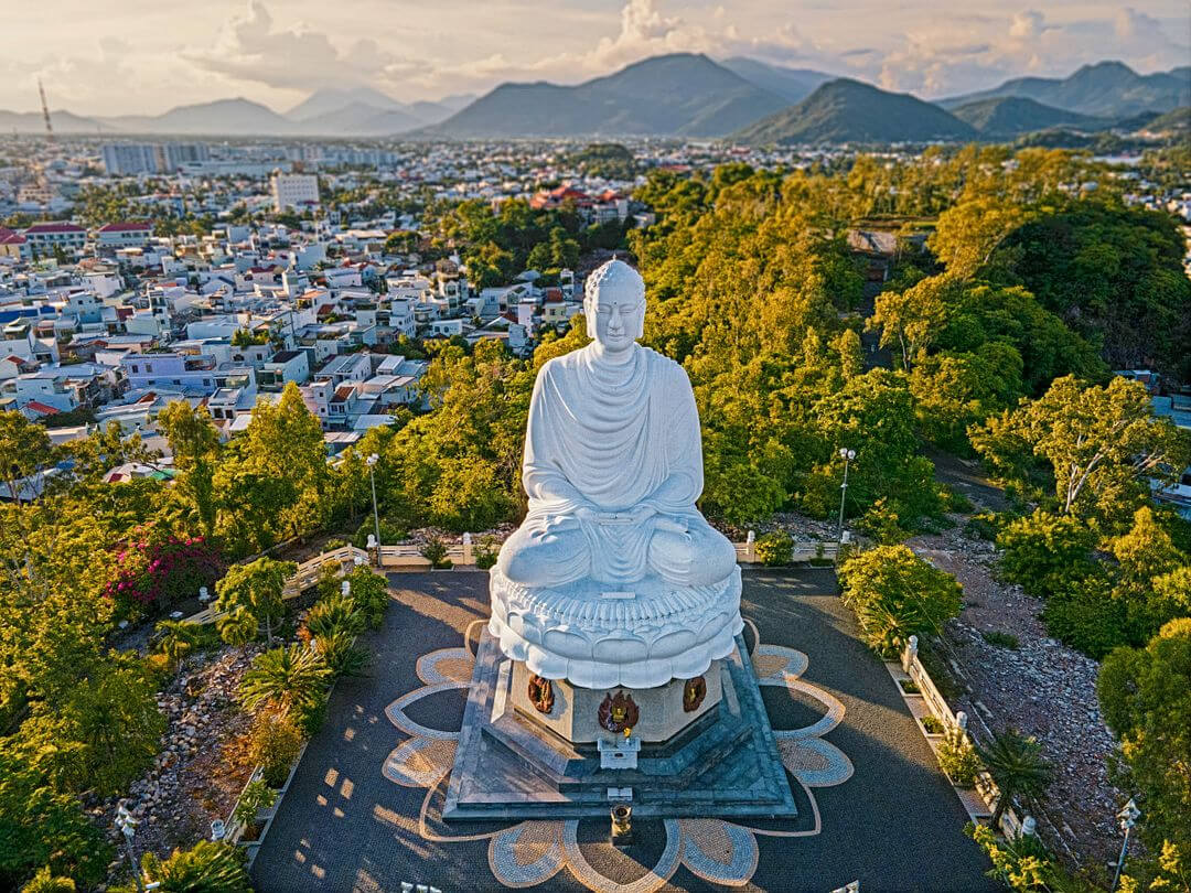 Be like the white Buddha at Long Sơn Pagoda—calm, wise, and a source of infinite peace