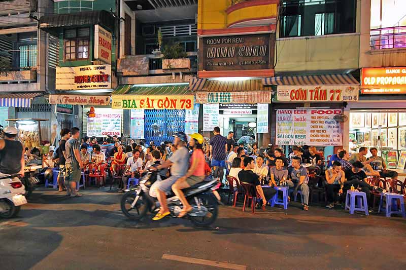 Explore the vibrant culture of bustling Pham Ngu Lao Street in Saigon