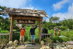 Tourists taking photos at An Nhien Garden in Da Lat Vietnam